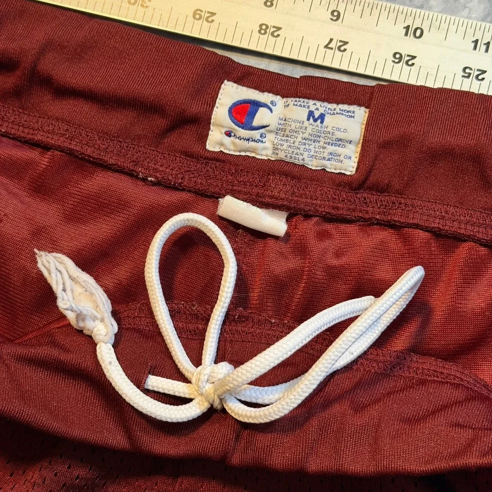 Vintage Champion Mens Texas Aggies Mesh Basketball Shorts Maroon‎ White Medium